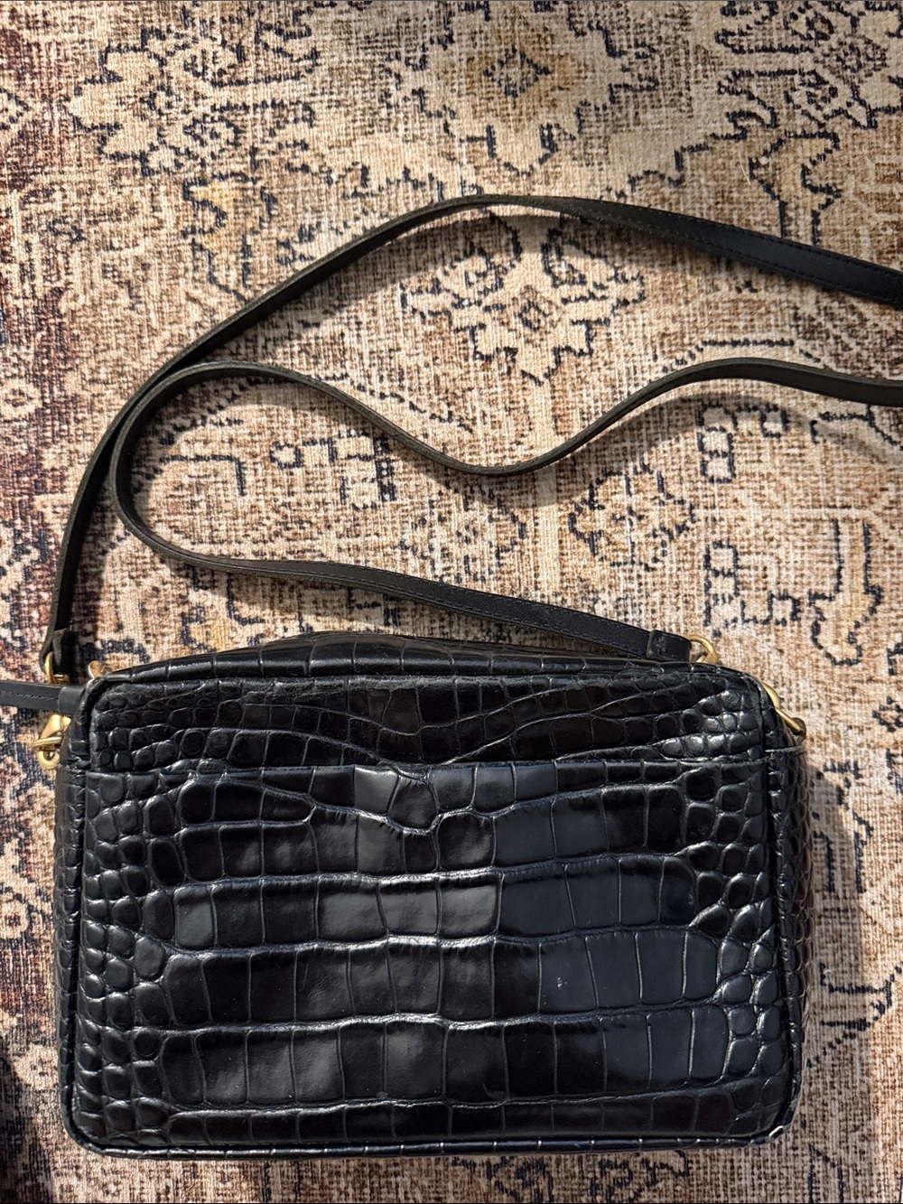 Clare V. Marisol crossbody black croc